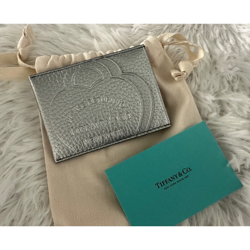 Tiffany & Co. Return to Tiffany RTT Silver Leather Card Case Wallet New